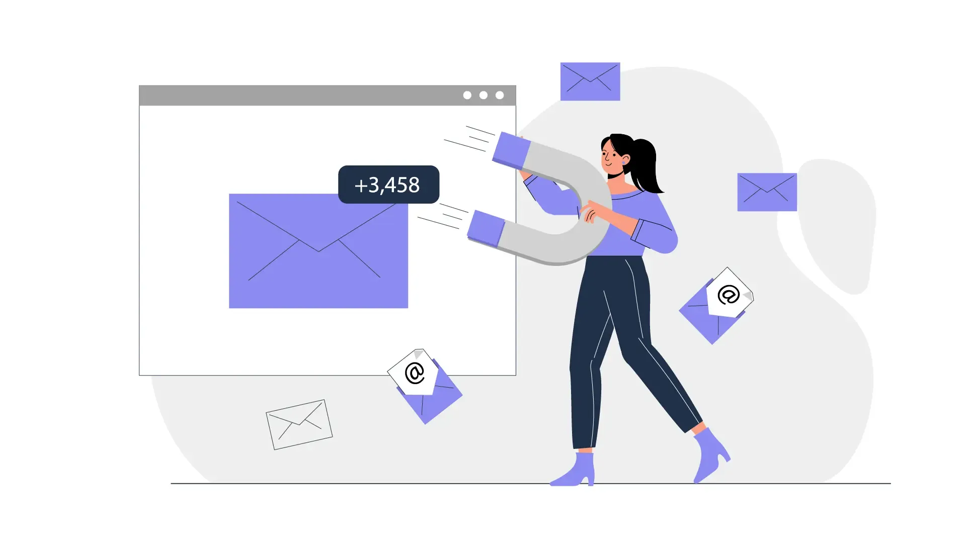 Disproportionate Emails Flooding Inbox Flat Illustration of a Woman image